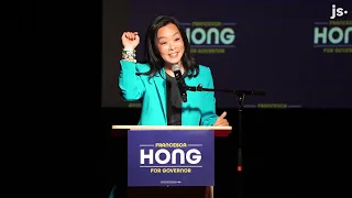 Francesca Hong addresses supporters in the Wisconsin governor election