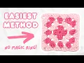 how to crochet a granny square for BEGINNERS with color changes no magic ring