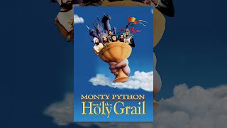 King Arthur (Graham Chapman), Patsy (Terry Gilliam), and the rest of Monty Python ride the Holy Grail, on the poster for Monty Python and the Holy Grail (1975).