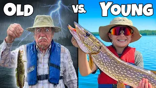 YOUNG vs OLD Fishing Challenge! River & Wilder Catch Monster Pike & Walleye