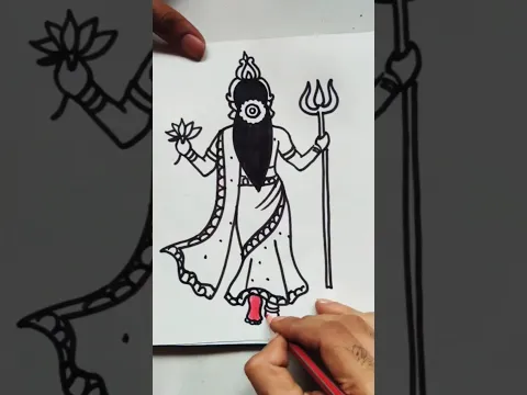 Quick simple and easy drawing of Maa Durga