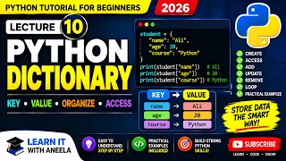 Python Dictionary Complete Tutorial for Beginners to Job-Ready Dict vs List vs Tuple Lecture 10