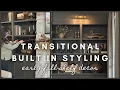 Transitional Built In Styling early fall shelf decor