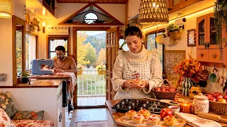 Tekerlekli Kır Evimizde Sonbahar Kampı 🍁 | Hasat, Elma Gülleri ve Odun Ateşinde Yemek