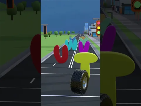 ABC Song A to Z π€ Colorful Alphabet Letters Crushing with a Giant Tire! #Shorts