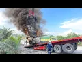 Lagu Evakuasi Truck Trailer Terbakar Dari Jurang || Penyelamatan Truck Overload Di Bukit Kodok