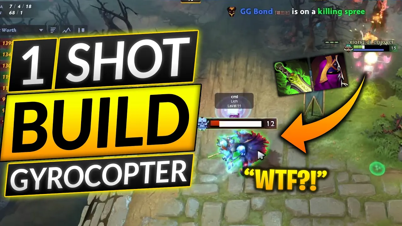 MOST BROKEN ONE SHOT BUILD Right Now!? - Dota 2 Gyrocopter Support Guide