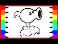 How to Draw Peashooter from Plants vs Zombies Coloring book and Drawing for Children