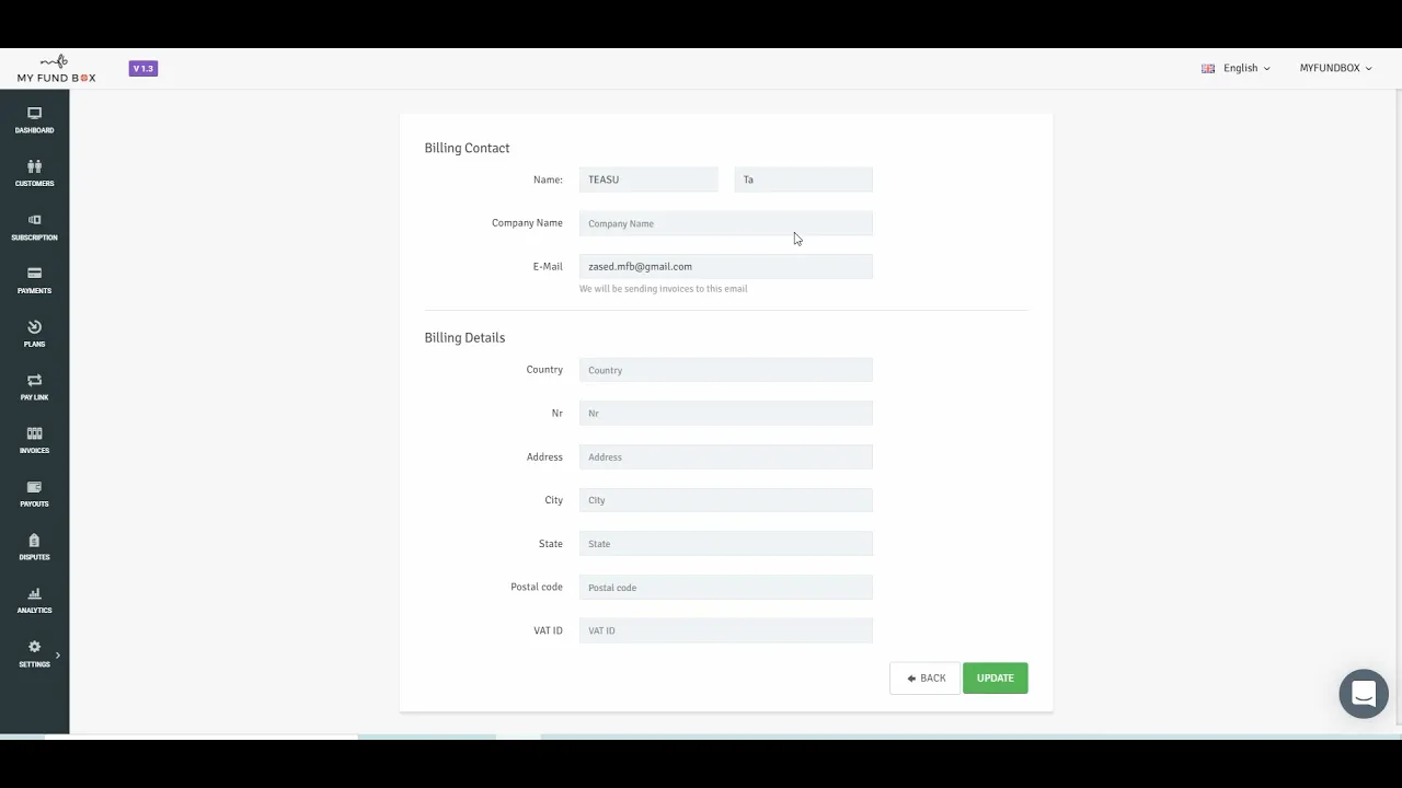 How to update Customer Billing Contact Information.