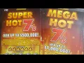 Hot or Not Mega Hot 7 s and Super Hot 7 s NJ Lottery Tickets