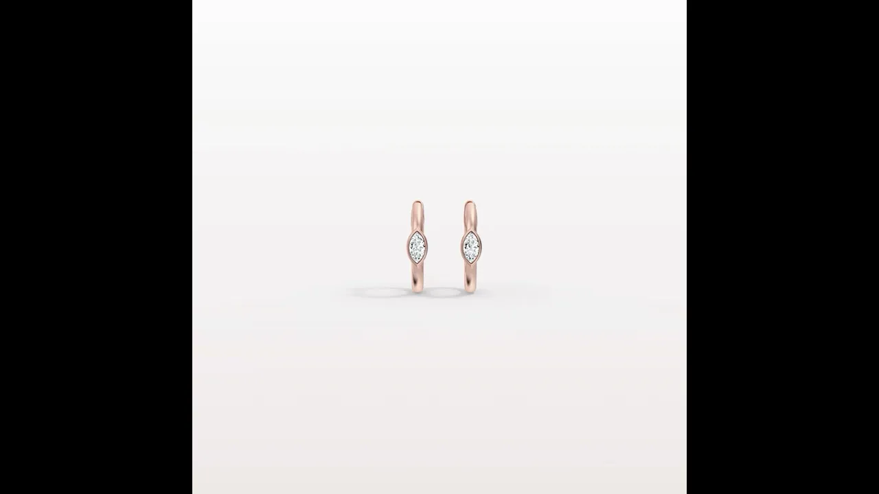 Marquise Lab-Grown Diamond Huggie Hoop Earrings in 14K Gold/Platinum
