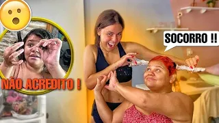 PINTEI O CABELO DA MINHA PRIMA DE RUIVO E TEVE CORTE QUÍMICO 🥲