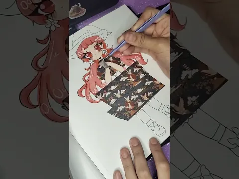 Dibujando a una brujita 🧙‍♀️y la decoro con washi tape 💕(Resubido)#art #arte