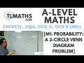 A-Level Maths M1-06 Probability A 3-circle Venn Diagram Problem
