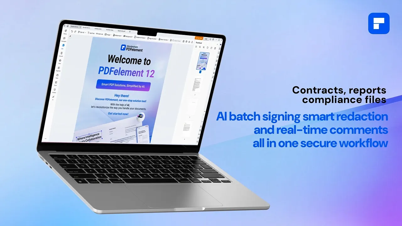 Wondershare PDFelement — PDFelement 12: Smart PDF Solutions Simplified by AI (YouTube video ad)