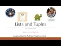 Introduction to Python Programming Season - 02 Lists Tuples Episode 08