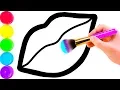 Download Lagu Glitter Toy Lips with Makeup Brush Set coloring and drawing for Kids, Toddlers Кис Кис