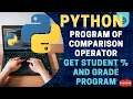 Comparison Operators Example Programme In Python Calculate Percentage and Grade of Any Student