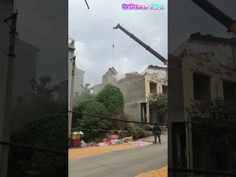 building renovation project: Mechanized Demolition of Old Houses using cranes