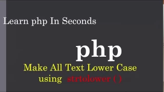PHP How To Convert All text letter to lower case