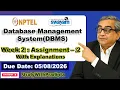 Data Base Management System Week 2 Assignment answers NPTEL July 2026 DBMS week 2 solutions IITKGP