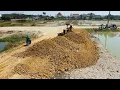 Download Lagu Wonderful Starting Landfill Project! Dump Trucks Fill the road And KOMATSU Bulldozer Pushing Soil