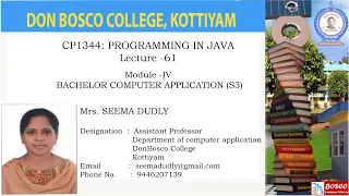 LECTURE - 61-PROGRAMMING IN JAVA