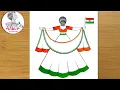 Republic Day Drawing easy 26 january drawing how to draw a girl holding Indian flag