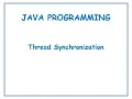 Thread Synchronization in JAVA JAVA in Telugu Lecture-74