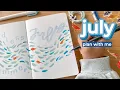 July 2025 Bullet Journal Setup Plan with me koi fish theme