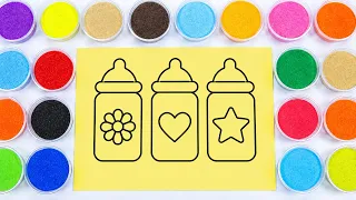 How To Sand Painting 3 Baby Milk Bottles | Tô Màu Tranh Cát Bình Sữa Cho Bé