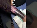 Tiger and snake tattoo lower leg black and gray wash