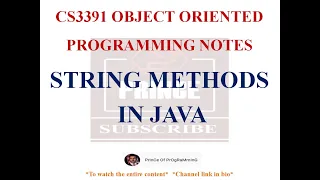 STRING METHODS IN JAVA NOTES CS3391 OBJECT ORIENTED PROGRAMMING NOTES 2021 REGULATION CSE