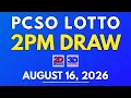 PCSO Lotto Result Today August 16 2026 2PM LIVE Results