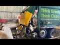 Watch a professional front loader dump his load Then the clean up