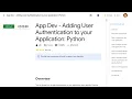 App Dev - Adding User Authentication to your Application Python