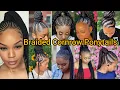 Classic Updo Cornrow Braids for Black women Braided Ponytail Hairstyles Stitch Braids Cornrows