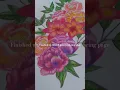 Finished Coloring Page Lilies Peony Roses - Realistic Flower Coloring Book