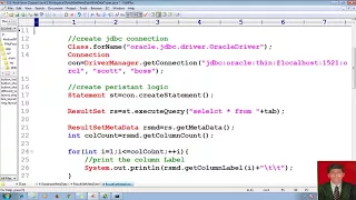 73 Advanced Java Tutorial JDBC ResultSetMetaData to print records given database adv java