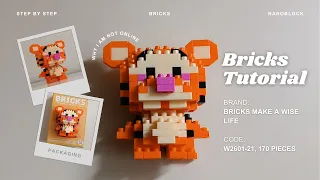 How to Build Tigger Winnie the Pooh Disney Building Blocks Step by Step Bricks W2601-21 Tutorial