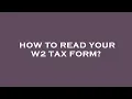 How to read your w2 tax form
