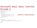 Small Basic Tutorial Episode 6 - Subroutines and Events
