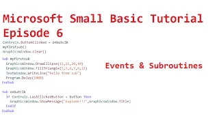 Small Basic Tutorial Episode 6 - Subroutines and Events