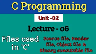 UNIT - 02 II LECTURE-06 II FILES USED IN C LANGUAGE II