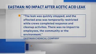 Eastman No impact to community environment after acetic acid leak