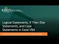 VBA Tutorial 7 Logical Statements If Then Else Statements and Case Statements in Excel VBA