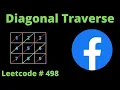 DIAGONAL TRAVERSE LEETCODE 498 PYTHON SOLUTION