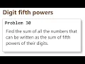 Project Euler Problem 30