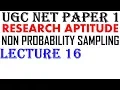 Ugc Net - Non Probability Sampling Lecture 16 Research Aptitude