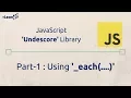 JavaScript UnderscoreJs Library - Part 1 Using